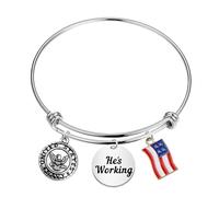 Pulsera de agradecimiento para oficial del ejército, regalo de seguridad del ejército, pulsera con dije del ejército de EE. UU. para soldado, esposa, novia, talla única, Cuero sintético, 0
