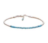 Pulsera de aguamarina de 2 mm con cuentas redondas facetadas y cierre chapado en plata de 18 cm para hombre y mujer | LK_STACK_00782