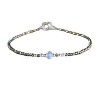 Pulsera de aguamarina de 4 mm con cuentas facetadas y forma de rondelle, cierre chapado en plata de 18 cm para hombre y mujer | LK_STACK_00754