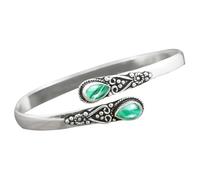 Pulsera de aleación verde con incrustaciones de moda europea y americana, pulsera pulida retro para mujer, aretes de boda para mujer, talla única, Metal, No es una piedra preciosa