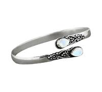 Pulsera de aleación verde con incrustaciones de moda europea y americana, retro, pulida, para mujer, 3 aretes de aro, talla única, Metal, No es una piedra preciosa