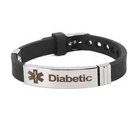 Pulsera De Alerta De Diabetes, Joyería De Identificación De Emergencia Elegante Y Práctica para Diabéticos, Pulsera De Silicona Ajustable