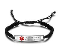 Pulsera de alerta médica personalizada de acero inoxidable, pulsera de emergencia SOS para hombres y mujeres, grabado gratuito, Medium, Silicona