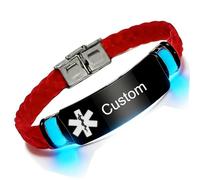 Pulsera de alerta médica personalizada que brilla en la oscuridad para concienciación de alergias diabéticas, pulsera de silicona para hombres y mujeres, joyería de identificación de condiciones