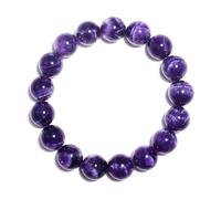 Pulsera de amatista de 14 mm para hombre, cristal natural de chakra del tercer ojo y corona, se adapta a muñecas de aproximadamente 7.5 pulgadas, regalo espiritual de curación emocional para