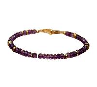 Pulsera de amatista de 3-3,5 mm con cuentas facetadas y forma redonda, cierre chapado en oro de 18 cm para hombre y mujer | LK_STACK_00283