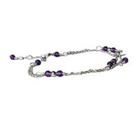 Pulsera de amatista de 3,5 mm con cuentas redondas facetadas y cierre ajustable chapado en plata de 18 cm para hombre y mujer | LK_STACK_00399