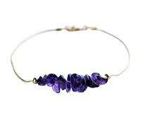 Pulsera de amatista de 5-10 mm con forma de pepitas y cuentas de corte liso, cierre chapado en oro de 18 cm para hombre y mujer | LK_STACK_00228