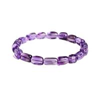 Pulsera de amatista de grado 7A para mujer, pulsera de cuentas de cristal morado natural, cuentas de barril pulidas suaves, pulsera elástica, elegante regalo de joyería apilable para ella, One Size