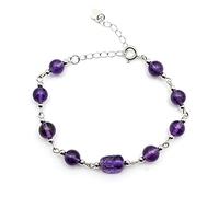 Pulsera de amatista natural de 0.236 in de cristal morado Feng Shui Pi Xiu/Pi Yao, amuleto de la suerte, cadena de plata, pulsera ajustable, amuleto espiritual for mujeres, meditación, buena suerte, d