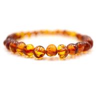 Pulsera de ámbar báltico en banda elástica, varias longitudes, varios colores, fabricada con auténticas perlas de ámbar redondas, pulsera de ámbar