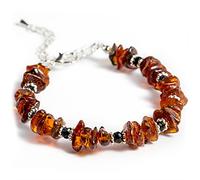 Pulsera de ámbar báltico para mujer, fácil de ajustar, tamaño de muñeca de 15 cm a 23 cm, Durchschnittliche Größe, Piedra Níquel Plástico, Amber,