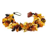 Pulsera de ámbar para mujer - Pulsera de ámbar como amuleto de la suerte - Pulsera de perlas con piedras de ámbar natural - Joyas Pulseras - Regalos espirituales, 20 cm, Piedra, Ámbar
