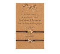 Pulsera de amigo, 2 tarjetas de sol y luna a juego, pulsera de cuerda para relación, aretes de aro de 17 millas, talla única, Metal, No es una piedra preciosa