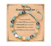 Pulsera de amor T de piedra natural ajustable tejida a mano para temporada de graduación, pareja, aretes de esqueleto colgantes, One Size, Vidrio, No es una piedra preciosa