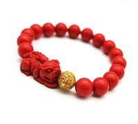 Pulsera de amuleto de Feng Shui, pulsera de cuentas rojas de prosperidad con dije rojo Pi Xiu/Pi Yao Atrae Lucky Wealthy brazalete para mujeres/hombres, 10mm, Plástico