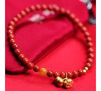 Pulsera de Amuleto Feng Shui Pulsera de ágata roja Pulsera con dijes de Fortuna de Loto Dorado Pulsera de Chakra de Cristal Reiki Pulsera de Piedras Preciosas Naturales Talismán atraer Riqueza Buena
