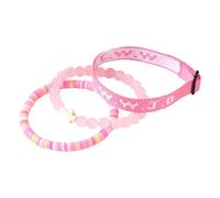 Pulsera de ancho y joyas para hombres y mujeres, ajustable, de arcilla, con discos de vinilo Heishi y perlas de natural. Joya de bautizo y abuelita Pulsera Pulsera Pulsera con Anillos, talla única