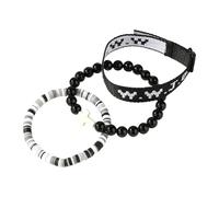 Pulsera de ancho y joyas para hombres y mujeres, ajustable, de arcilla, con discos de vinilo Heishi y perlas de natural. Joya de bautizo y abuelita Pulsera Pulsera Pulsera con Anillos, talla única