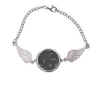 Pulsera de ángulo gris con fórmula matemática de cálculo, pulsera de alas de ángel, medium, Metal