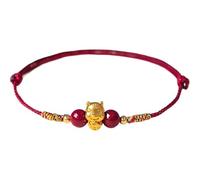 Pulsera de año nuevo chino, pulsera de caballo de oro de cuerda roja, protección de la suerte Feng Shui, pulseras trenzadas hechas a mano, ajustable, hecha a mano, zodiaco chino, aniamal, regalo