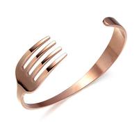 Pulsera de apertura de acero inoxidable para mujer y hombre Cubiertos de acero de titanio Horquilla Brazalete Joyas ajustables Brazalete Pulsera-Rosegold-Onesize