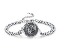 Pulsera de Arcángel Miguel de plata de ley 925, pulsera de San Miguel, amuleto de guerrero, amuleto de protección, regalo para hombres y mujeres, 7 + 2 pulgadas, 7+2 inch, Plata de ley Acero