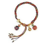 Pulsera de atún de reencarnación, pulsera tibetana de cuerda colorida de oro que se traga bestia, elimina la mala suerte y reencarnación, pulsera tibetana ajustable hecha a mano para mujeres y