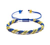 Pulsera de bandera nacional amarilla y azul, cuerda ajustable, pulsera tejida, muñequera azul y amarilla y joyería