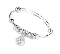 Pulsera de borla de plata, pulsera con abalorios, elegante, accesorios de joyería para mujeres/mamá/esposa, reloj digital y analógico, talla única, Metal, No es una piedra preciosa