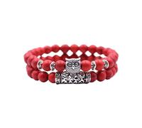 Pulsera de borlas de piedra natural, pulsera de perlas de piedra natural, piedra volcánica, lápiz rojo E, versátil pulsera para parejas, reloj automático para hombre, talla única, Acrílico, No es una
