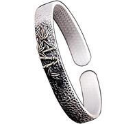 Pulsera de Brazalete de Plata esterlina Womens999 Puente de bambú de Plata Pura Hombres Simples y Mujeres Apertura de la Pulsera Ajustable Diámetro de Pulsera de 57 mm de Ancho 9 mm Peso 31 Gramos