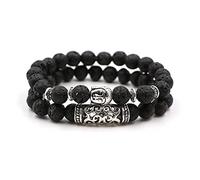 Pulsera de Buda budista de piedra natural para mujeres y hombres, pulsera de cuentas de ojo de tigre, piedra volcánica
