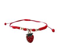 Pulsera de cable rojo: pulsera de cuerda trenzada ajustable con colgante de hechizo de fruta. joyería hecha a mano para mujeres y niñas, elegante pulsera de cuerdas, accesorio de moda para uso