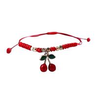 Pulsera de cable rojo: pulsera de cuerda trenzada ajustable con colgante de hechizo de fruta. joyería hecha a mano para mujeres y niñas, elegante pulsera de cuerdas, accesorio de moda para uso