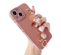 Pulsera de cadena con correa de mu?eca con forma de coraz?n de amor chapada en color suave de Caseative