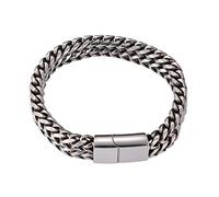 Pulsera de Cadena de Acero Inoxidable de Grabado para Hombres Pulseras de Cadena de Trigo de Acero Inoxidable con Regalos de Hombres de Cierre magnético, Acero Inoxidable, sin circonio