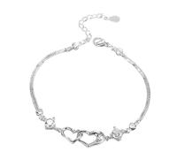 Pulsera de cadena de mano | Pulsera estética de doble corazón - Productos románticos de moda de la suerte para novia, esposa, novia, abuela, amiga, boda, San Valentín, Refer to description, Cobre