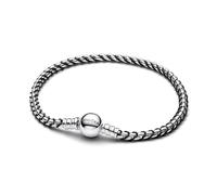 Pulsera de cadena de plata esterlina con cordón textil negro