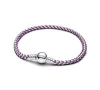 Pulsera de cadena de plata esterlina con cuerda de tela púrpura