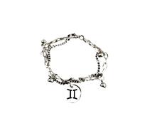 Pulsera De Cadena Multicapa Con Colgante Para Hombre Y Mujer - Pulseras De Eslabones De 12 Constelaciones, Joyería Astrológica Del Horóscopo - Regalo Unisex Para Parejas Para Cumpleaños De Géminis