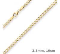 Pulsera De Cadena Panzer De 3,3Mm Ancha Pulsera De Oro De 375 Oro Amarillo 19Cm