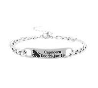 Pulsera De Cadena Punk De Las 12 Constelaciones Joyería De La Suerte, Astrología Y Horóscopo, Pulsera De Eslabones De Moda Para Parejas, Para Mujeres Y Hombres, Regalo De Cumpleaños, Capricornio