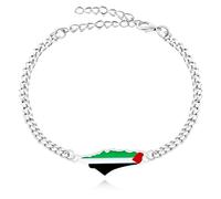 Pulsera de Cadena Zircobic con Bandera de Palestina | Símbolo de Paz, Bandera de Gaza Apoyo a la Libertad, Pulseras Árabes | Joyería de la Suerte y Protección para Hombres, Mujeres | Save Gaza YA5031