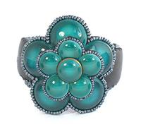 Pulsera de camelias verde, azul, porcelana y cristal de perlas-Pulsera de perlas de fantasía