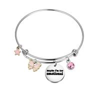 Pulsera de cantante con texto en inglés "God maybe I'm too emotional or Gift Pop Music Fans Gift Album Bracelet, 7 to 8.5 inches, Acero inoxidable
