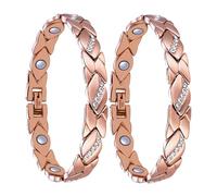 Pulsera de cartera de 2 piezas de cobre rojo con fuerte imán de árbol de salud, reloj de pulsera de gato, talla única, Aleación de cinc, No es una piedra preciosa