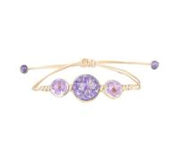 Pulsera de cerámica tejida a mano con flores secas, ajustable, para estudiantes, parejas, amigos, cumpleaños, comer, para niñas, talla única, Vidrio, No es una piedra preciosa