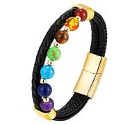 Pulsera De Chakras De Cristales Naturales Para Hombres Y Mujeres, Con Cuentas De Piedras Preciosas Naturales Y Cierre Magnético, Joyería Curativa De Reiki, Equilibrio Espiritual, Accesorio De Yoga