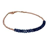 Pulsera de cianita azul de 3,5-4 mm con cuentas facetadas en forma de rondelle y cierre chapado en oro rosa de 18 cm para hombre y mujer | LK_STACK_01493